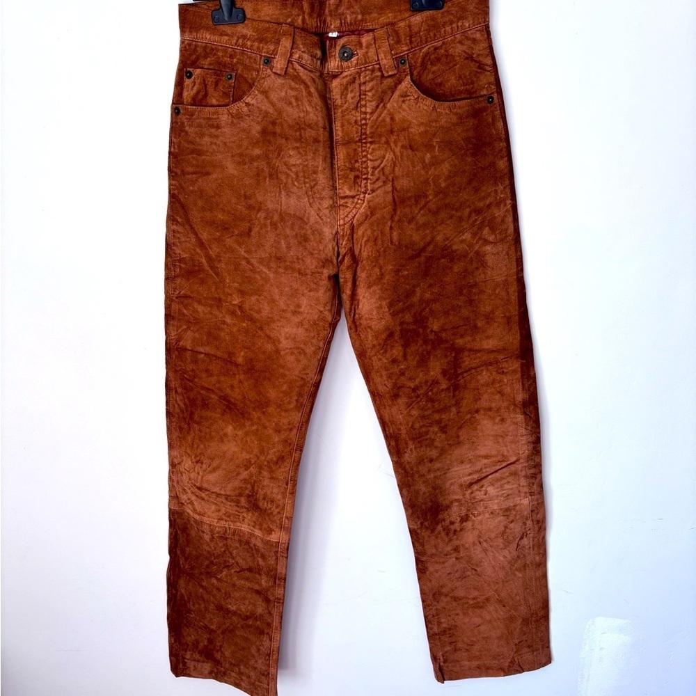 Vintage Caramel Coloured Women’s Suede Button Front Pants Size 31